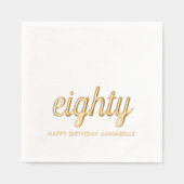 Elegante 80e verjaardag moderne gouden folie serve folie servetten (Voorkant)