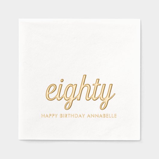 Elegante 80e verjaardag moderne gouden folie serve folie servetten (Voorkant)