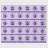 Elegante 80e verjaardag Paarse glitter met strepen Cadeaupapier (Vlak)