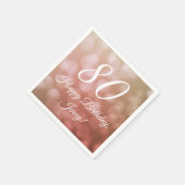 Elegante 80e verjaardag servetten voor haar in roz (Hoek)