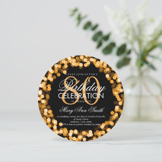 Elegante 80e verjaardag Sparkling Lights Gold Kaart (Staand voorkant)