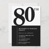 Elegante 80e verjaardag uitnodiging Black Chic Mod (Voorkant)