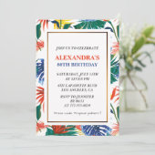 Elegante 80e verjaardag uitnodigingen Tropische pa (Staand voorkant)