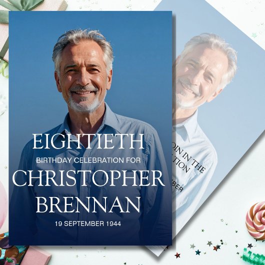 Elegante 80e verjaardag voor mannen Fotoviering Kaart