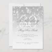 Elegante 80e verjaardag Zilveren Bokeh Sparkle Lig Kaart (Voorkant)