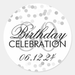 Elegante 80e verjaardag zilveren folie Glitter Lig Ronde Sticker