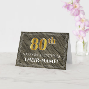 Elegante 80ste verjaardag: Faux hout, Faux Gold lo Kaart