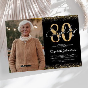 Elegante 80ste verjaardag foto uitnodiging
