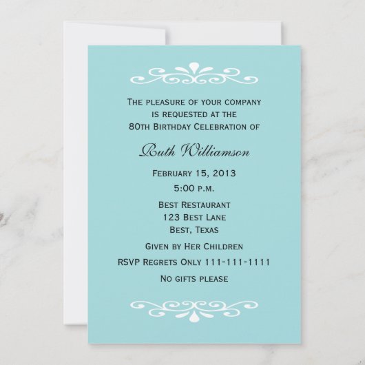 Elegante 80ste verjaardag foto uitnodiging (Achterkant)