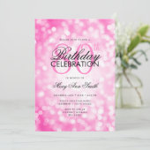 Elegante 80ste Verjaardag Glam Pink Hot Shimmer Li Kaart (Staand voorkant)