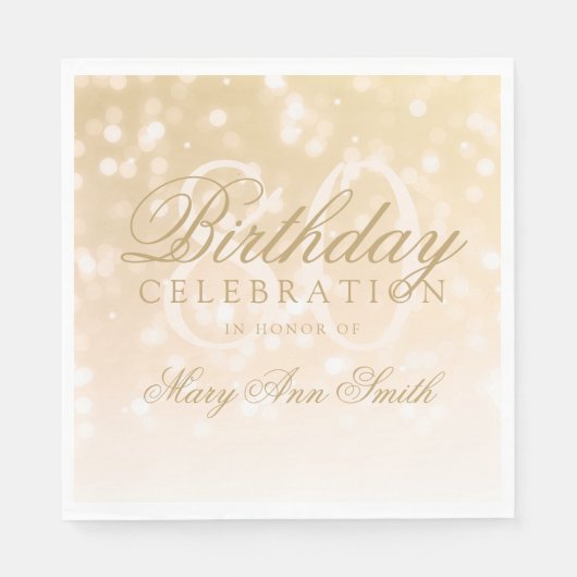 Elegante 80ste verjaardag Gold Bokeh Sparkle Light Servet (Voorkant)