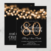 Elegante 80ste verjaardag Gouden Hollywood Glam Kaart (Voorkant / Achterkant)