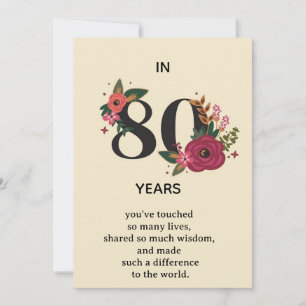 Elegante 80ste verjaardag "In 80 jaar" bloem Kaart