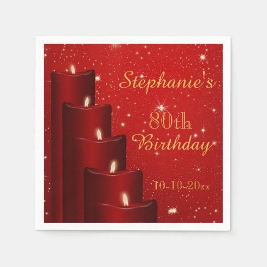 Elegante 80ste verjaardag kaarsen met sprankeling servet (Voorkant)