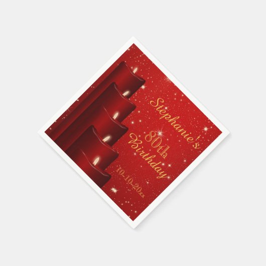 Elegante 80ste verjaardag kaarsen met sprankeling servet (Hoek)