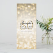 Elegante 80ste verjaardag menu Gold Bokeh Kaart (Staand voorkant)