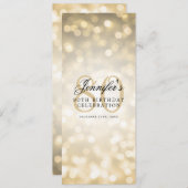 Elegante 80ste verjaardag menu Gold Bokeh Kaart (Voorkant / Achterkant)