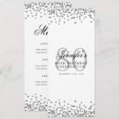 Elegante 80ste verjaardag menu Zilveren Confetti Kaart (Voorkant / Achterkant)
