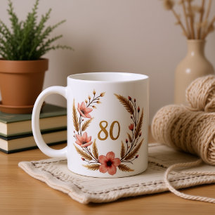 Elegante 80ste verjaardag Mok voor oma – Boho Chic