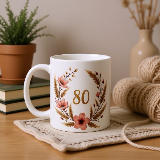 Elegante 80ste verjaardag Mok voor oma – Boho Chic