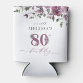 Elegante 80ste Verjaardag Paarse Rozen Blikjeskoeler (Voorkant)