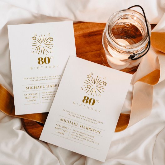 Elegante 80ste verjaardag uitnodiging elke leeftij