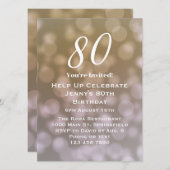 Elegante 80ste verjaardag uitnodiging voor haar (Voorkant / Achterkant)