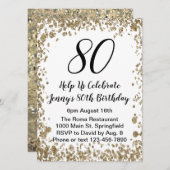 Elegante 80ste verjaardag uitnodiging voor haar in (Voorkant / Achterkant)