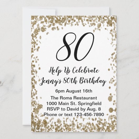 Elegante 80ste verjaardag uitnodiging voor haar in (Voorkant)