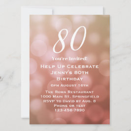 Elegante 80ste verjaardag voor haar in Pink Bokeh Kaart