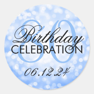 Elegante 80ste Verjaardagsfeestje Blauwe Glitter L Ronde Sticker