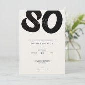 Elegante 80ste verjaardagsuitnodiging - Minimale s Kaart (Staand voorkant)