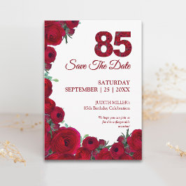 Elegante 85e verjaardag Vette Rode Bloemen Save The Date