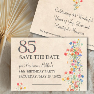 Elegante 85e verjaardag - Wildflower Design 85 Jaa Save The Date