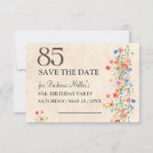 Elegante 85e verjaardag - Wildflower Design 85 Jaa Save The Date (Voorkant)