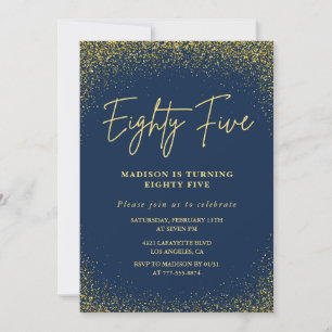 Elegante 85e verjaardagsuitnodiging Goud Navy Glit Kaart