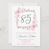 Elegante 85ste verjaardag uitnodigingen Floral Pin (Voorkant)