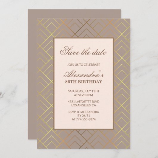 Elegante 86e verjaardag uitnodigingen Sla de datum (Voorkant / Achterkant)