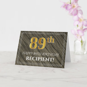 Elegante 89e verjaardag: Faux hout, Faux Gold look Kaart
