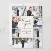 Elegante 8-foto bruiloft collage met script tekst bedankkaart (Voorkant)