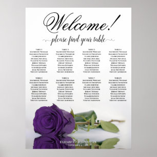 Elegante 8 Tafel Konings Paarse Roos Stoelenplatte Poster