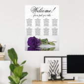 Elegante 8 Tafel Konings Paarse Roos Stoelenplatte Poster (Thuiskantoor)