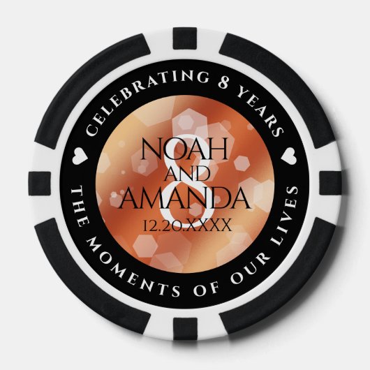 Elegante 8e Bronzen Bruiloft Jubileum Poker Chip (Voorkant)