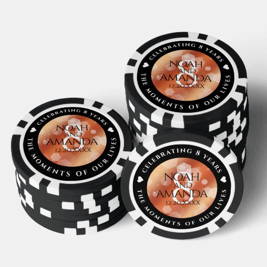 Elegante 8e Bronzen Bruiloft Jubileum Poker Chip (Opstapeling)