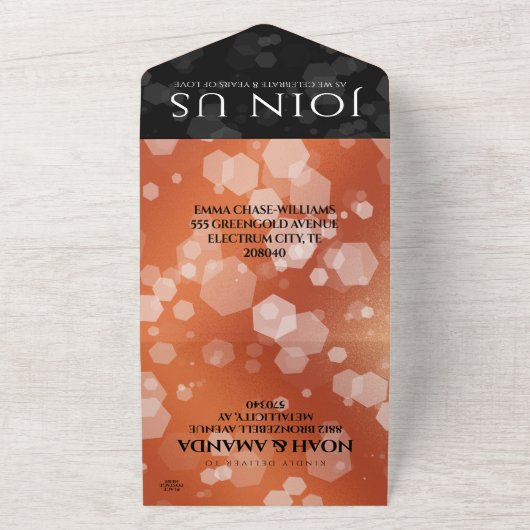 Elegante 8e bronzen huwelijksjubileumviering all in one uitnodiging (Buitenkant)