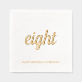 Elegante 8e Verjaardag Modern Gold Foil servetten (Voorkant)