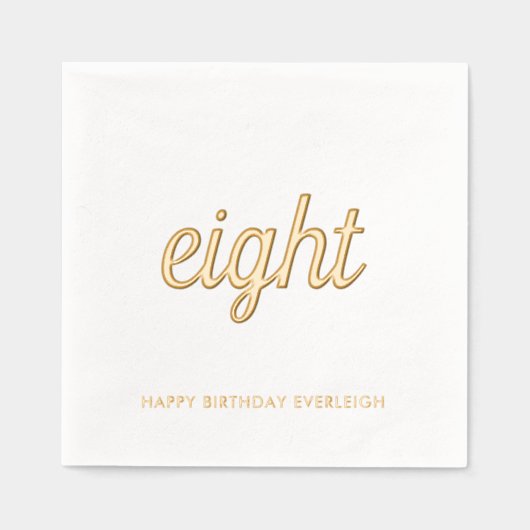 Elegante 8e Verjaardag Modern Gold Foil servetten (Voorkant)