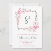Elegante 8e verjaardag uitnodigingen Floral Pink (Voorkant)