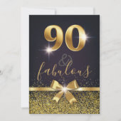 Elegante 90 & Fabulous Gold Glitter 90e verjaardag Kaart (Voorkant)