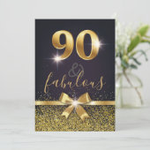 Elegante 90 & Fabulous Gold Glitter 90e verjaardag Kaart (Staand voorkant)